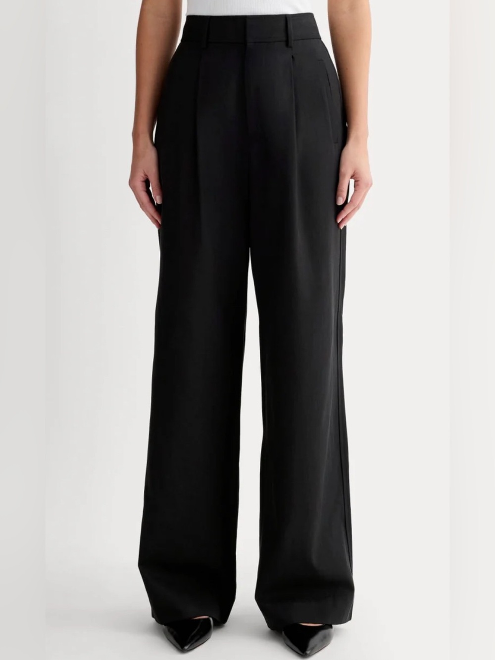 New Everlane THE DRAPER PLEATED PANT IN BUTTERSMOOTH Black Size 6S - Picture 12 of 13